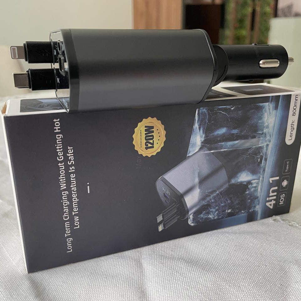 CARGADOR RÁPIDO PARA AUTO 4 EN 1