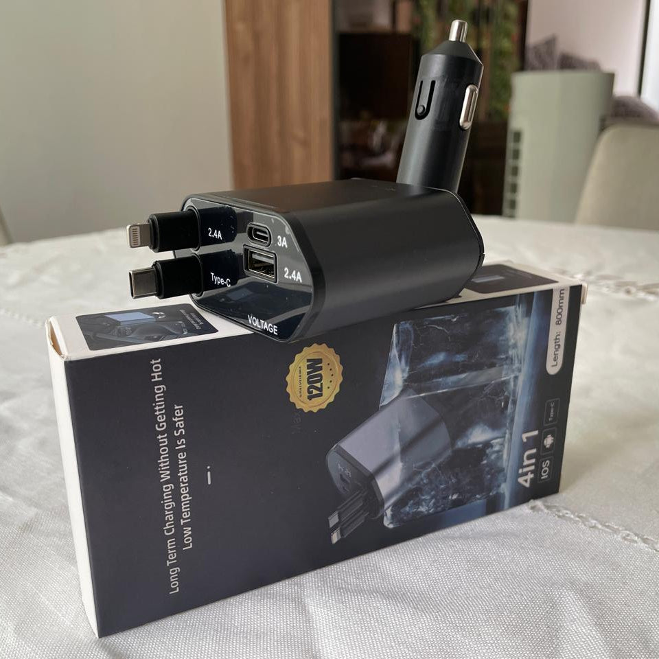 CARGADOR RÁPIDO PARA AUTO 4 EN 1