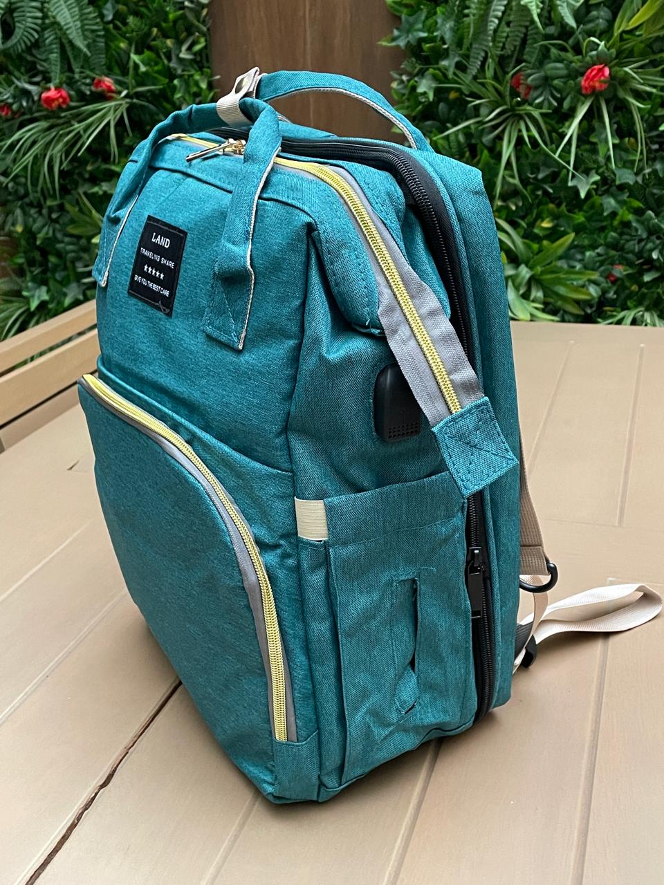MOCHILA PAÑALERA EXPANDIBLE CON MOSQUITERA Y ALMOHADILLA