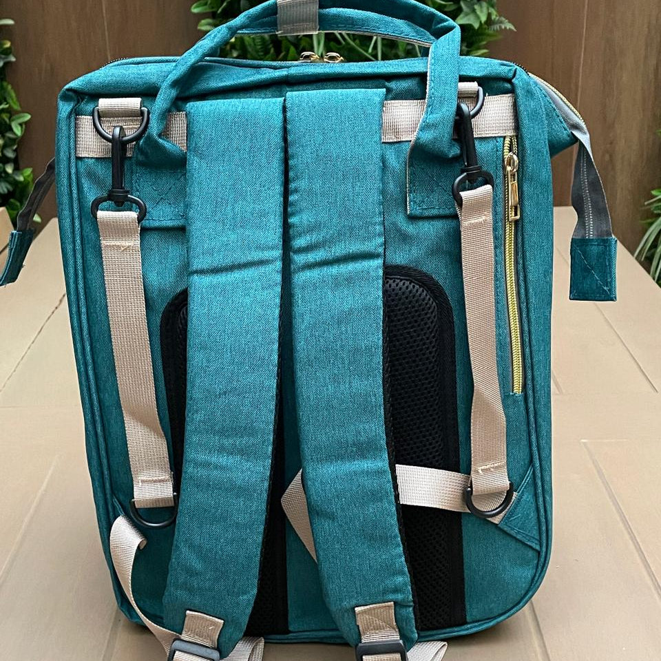 MOCHILA PAÑALERA EXPANDIBLE CON MOSQUITERA Y ALMOHADILLA
